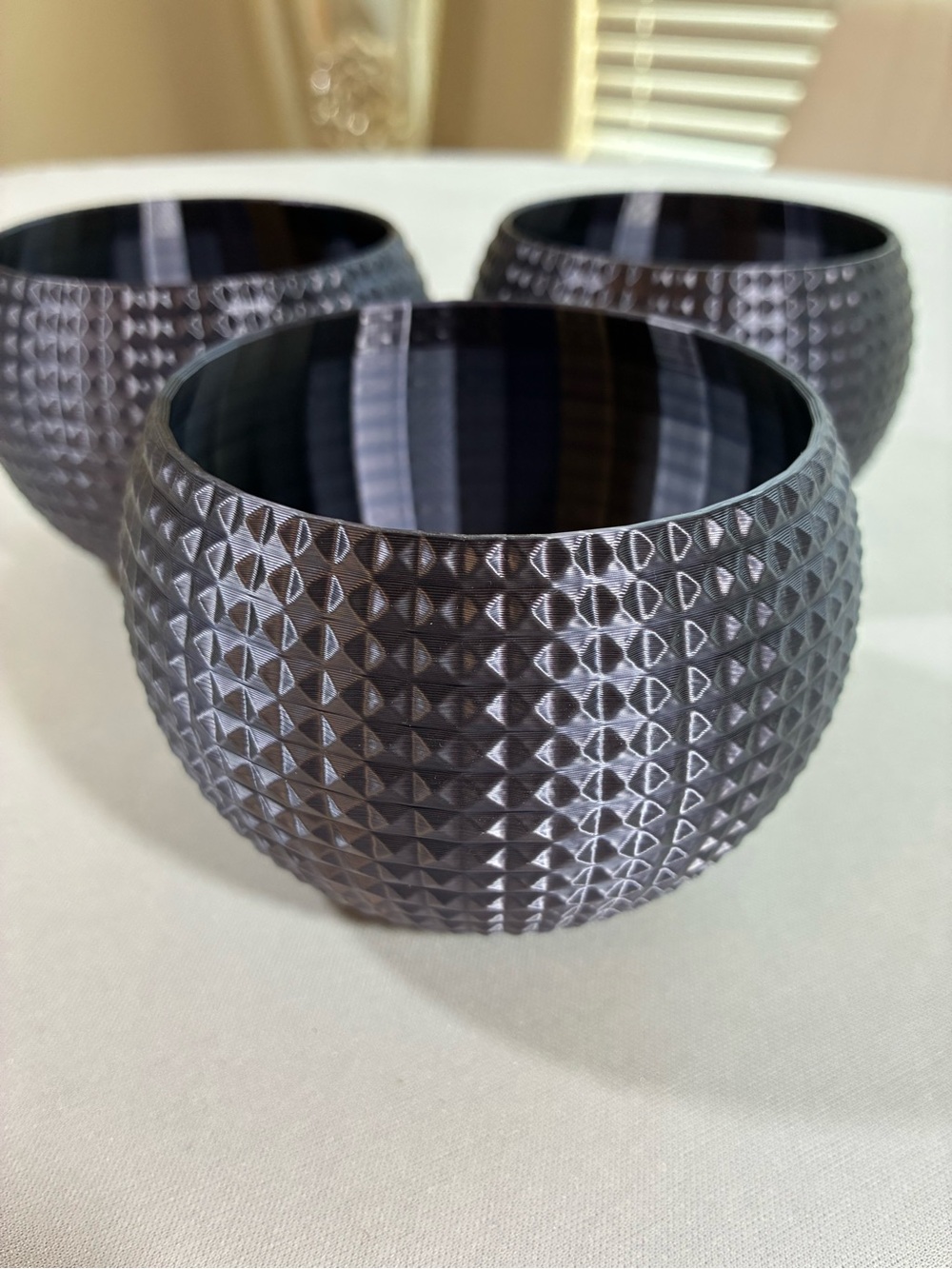 Set of 3 Textured Purple Grey Decorative Plant Pots